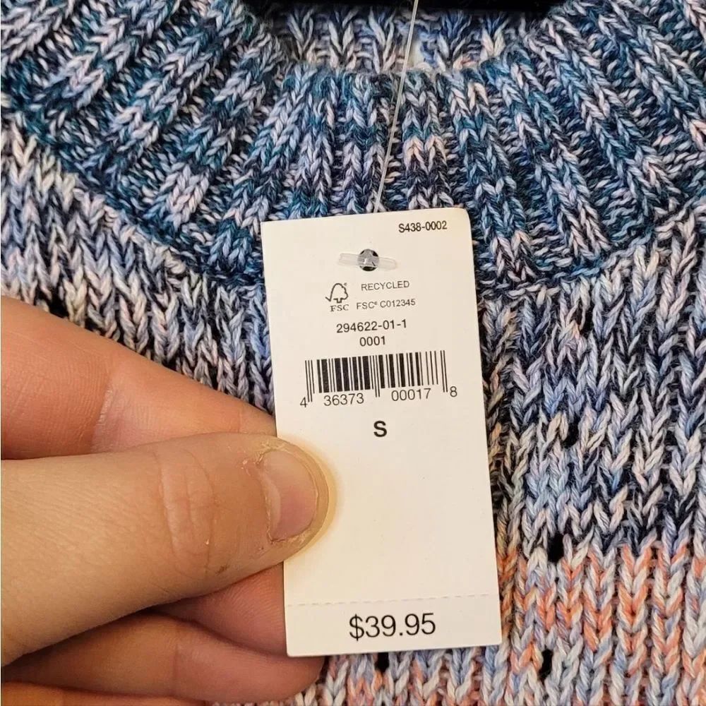 Gap Women's Blue Space Dye Colorblock Sweater Size S NWT - Picture 3 of 7